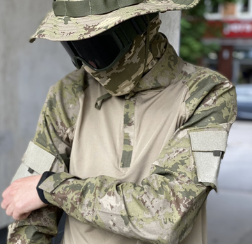 Рубашка мужская военная тактическая с липучками под шевроны ВСУ (ЗСУ) Убакс Турция XXL 6586 хаки