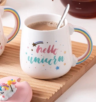 Кружка с крышкой и ложкой Единорог Hello unicorn 5697 420 мл