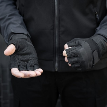Тактические перчатки без пальцев HIMARS цвет чорний Tactical Gloves PRO black для ЗСУ ТРО ССО размер L