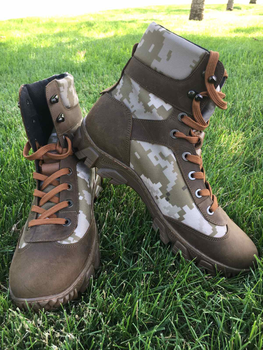 Берці демісезонні черевики тактичні чоловічі, туфлі тактичні чоловічі берці, натуральна шкіра та кордура, розмір 46, Bounce ar. TBU-2345, колір камуфляж