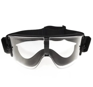 Захисні тактичні окуляри-маска на резинці з прозорими лінзами (SD_GL_01 Black)