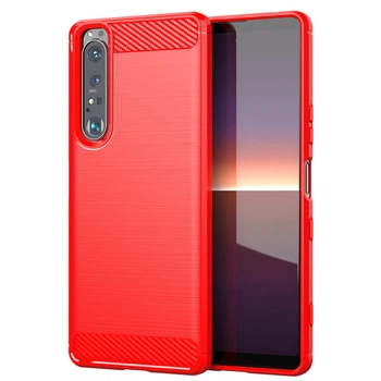 Чохол Lenuo Carbon Fiber для Sony Xperia 1 III Red