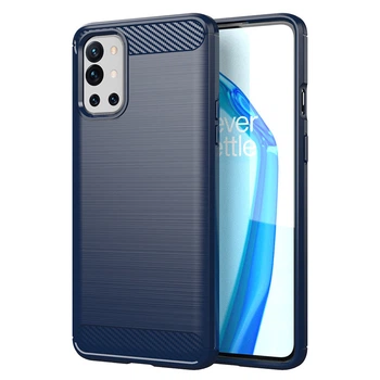 Чохол Lenuo Carbon Fiber для OnePlus 9R Navy Blue