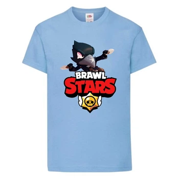 Футболка детская Бравл Старс Ворон 2 (Brawl Stars Voron) светло голубая 104 см