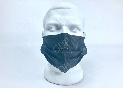 Захисна маска одноразова тришарова паяна з фіксатором для носа чорна ящик 5000 шт.