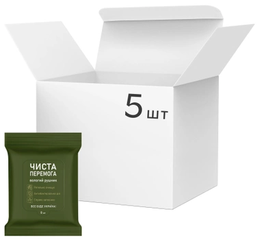 Упаковка влажных полотенец Чиста Перемога Антибактериальных 5 пачек по 8 шт (4823071653939) 