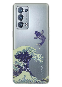 Прозорий силіконовий чохол iSwag для Oppo Reno6 Pro+ 5G з малюнком - Велика хвиля у Канагаві (ISOR6PP75)