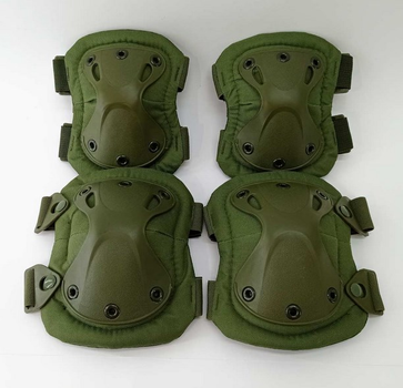 Комплект наколенники и налокотники штурмовые тактические защитные Outdoor Tactics 2+2 зеленые (олива)
