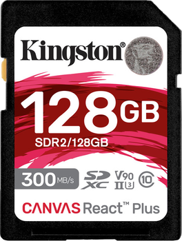 Карта памяти Kingston SDXC 128GB Canvas React Plus Class 10 UHS-II U3 V90 (SDR2/128GB)