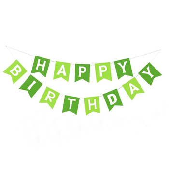 Флажки Бумажные Happy Birthday Зеленый
