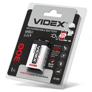 Аккумуляторы Крона Videx 6HR61 300mAh
