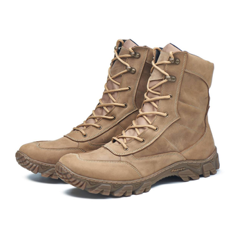Берці демісезонні черевики тактичні чоловічі, туфлі тактичні чоловічі берці, натуральна шкіра та кордура, розмір 39, Bounce ar. OH-R-1239, колір койот