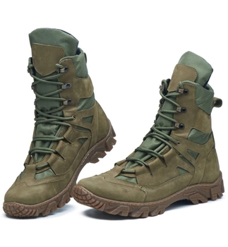 Берці демісезонні черевики тактичні чоловічі, туфлі тактичні чоловічі берці, натуральна шкіра та кордура, розмір 39, Bounce ar. TB-F-1239, колір хакі