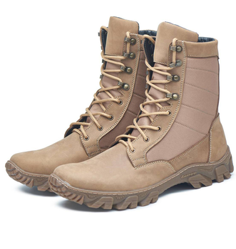 Берцы демисезонные ботинки тактические мужские, натуральная кожа и кордура, размер 45, Bounce. UJ-P-1245, цвет койот