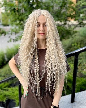 Парик на сетке Lace Wig KELLY № APRIC длинный пшенично-пепельный, термостойкое волокно