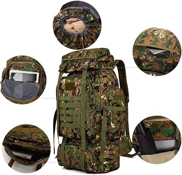 Військовий тактичний рюкзак Abrams, водонепроникний камуфляжний рюкзак піксель великої ємності 70 л для кемпінгу, туризму, подорожей (Б70-005)