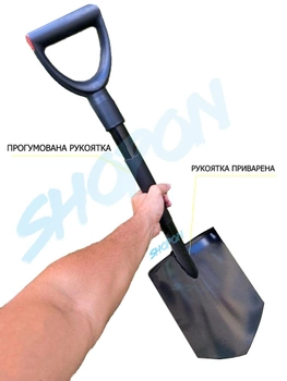 Лопата саперная штыковая стальная с прорезиненной ручкой, тактическая, длинна 80 см, Bellota, ar. TL-0784, черная
