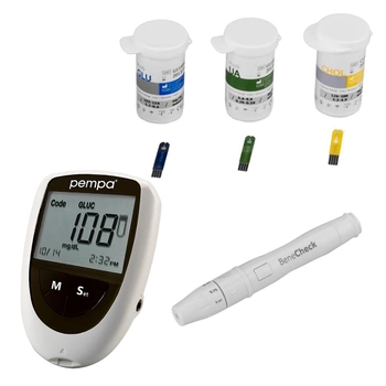 Глюкометр Pempa 3в1 (вимірювання рівня глюкози, холестерину та сечової кислоти в крові)