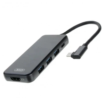 HUB Type-C XO HUB002 5 в 1 (HDMI / USB*3 / PD 100W) Чёрный