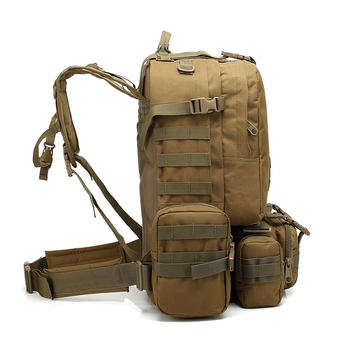 Тактический рюкзак на 55 л. с подсумками системы molle, армейский - Хаки