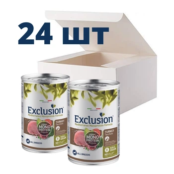 Упаковка вологого корму для собак Exclusion Adult Turkey з індичкою 400г 24шт