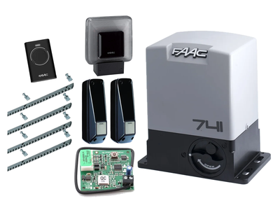 FAAC 741 KIT автоматика для откатных ворот (створка до 900 кг.) Фотоэлементы + лампа, 1 шт., 4 м