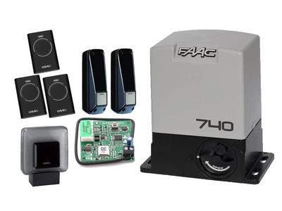 FAAC 740 KIT aвтоматика для откатных ворот (створка до 500 кг.) Фотоэлементы + лампа, 3 шт., Без зубчатой рейки