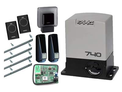 FAAC 740 KIT aвтоматика для откатных ворот (створка до 500 кг.) Фотоэлементы + лампа, 3 шт., 4 м