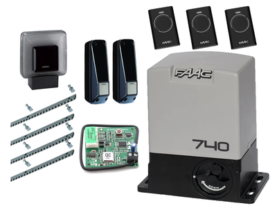 FAAC 740 KIT aвтоматика для откатных ворот (створка до 500 кг.) Фотоэлементы + лампа, 3 шт., 5 м