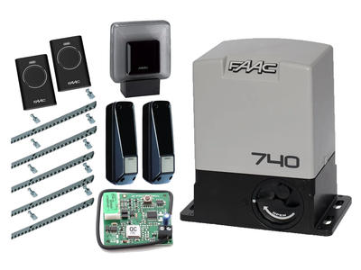 FAAC 740 KIT aвтоматика для откатных ворот (створка до 500 кг.) Фотоэлементы + лампа, 2 шт., 5 м