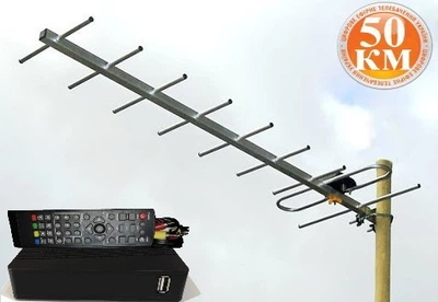 Комплект Т2 (ТВ-тюнер DVB-T2 + антенна внешняя Техноком HD-09A (прием сигнала до 50 км от ретранслятора)) Тд