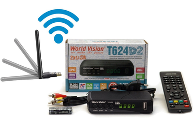 Комплект Т2 + Internet ТВ-ресивер WV World Vision Т624D2 + WiFI-адаптер на чипе 7601