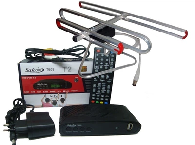 Комплект Т2 Улучшенный с тюнером SatCom T505 T2 Internet (с фунциями медиаплеера и IPTV/WebTV-плеера) + антенна для Т2 Улучшенная Комнатная с TV-кабелем Формагиб)