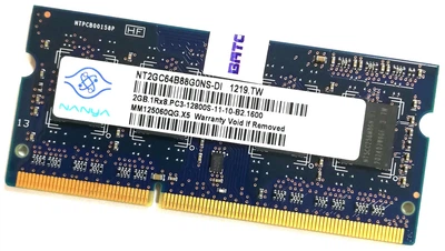 Оперативная память NANYA 2GB (1*2GB) 1RX8 PC3-12800S DDR3-1600MHZ 11-10-B2 SODIMM Б/У