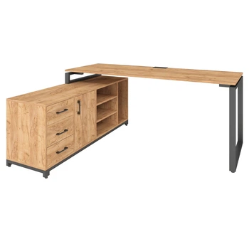 Офисный письменный стол руководителя Loft Details F180b дуб крафт золотой
