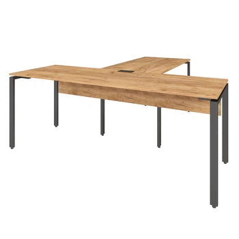 Офисный письменный стол руководителя Loft Details KMB200b с брифингом дуб крафт золотой с царгой