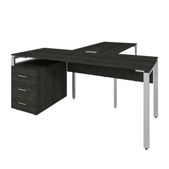 Офисный письменный стол руководителя Loft Details LMB180 с брифингом морское дерево с царгой