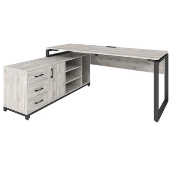 Офисный письменный стол руководителя Loft Details F180b сосна лофт белая с царгой