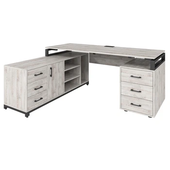 Офісний письмовий стіл керівника Loft Details FL200b сосна лофт біла з царгою 36