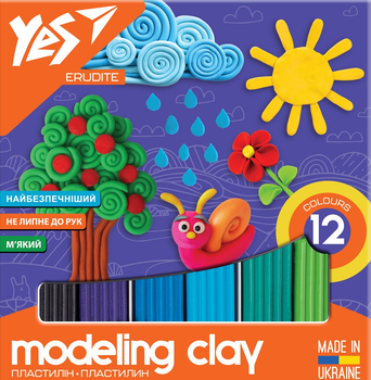 Пластилін YES Erudite 12 кольорів 240 г (540560)