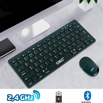 Беспроводная клавиатура и мышка для ноутбука Wireless WI-1214 Rechargeable мини клавиатура и мышь Блютуз (1009356-Black)