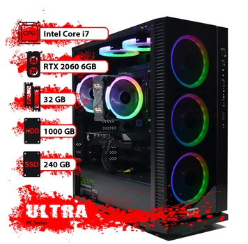 Игровой компьютер GamePC Ultra #77 Core i7 11700F/32 GB/HDD 1 TB/SSD 240 GB/GeForce RTX 2060 6GB