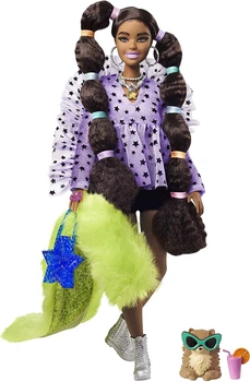 Кукла Барби Экстра 7 Модница Barbie Extra Doll #7 in Top, Shorts & Furry Shrug with Pet Pomeranian