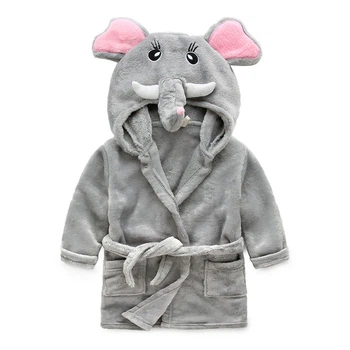 Халат детский со зверюшкой (Серый 130см) 6-7 лет