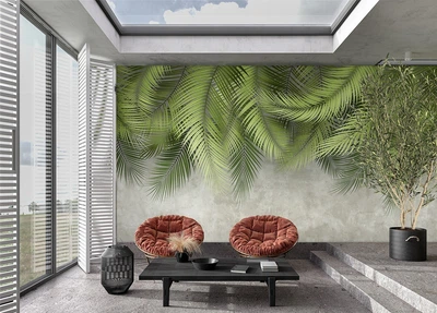 Фотообои FIJI MURAL Wallpaper с рисунком пальмовых листьев FJ312-1