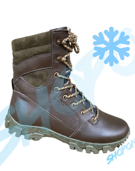 Берці зимові черевики тактичні чоловічі, туфлі тактичні чоловічі берці зимові, натуральна шкіра, розмір 48, Bounce ar. TM-VN-1948, колір коричневий