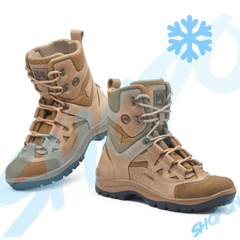 Берцы зимние ботинки тактические мужские, черевики тактичні чоловічі берці зимові, натуральна шкіра, размер 39, Bounce ar. YQ-FD-8239, цвет койот