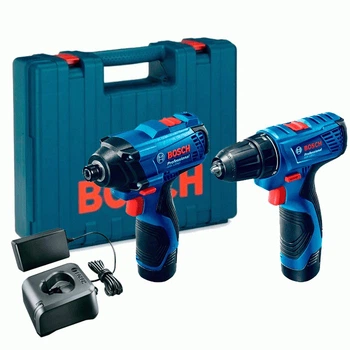 Набір акумуляторних інструментів Bosch Professional GSR 120-LI, GDR-120-LI + 2 акб GBA 12V 2.0 Ah + з/п GAL 1210 CV + кейс (06019G8023)
