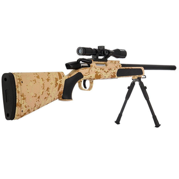 Страйкбольная Снайперская пневматическая винтовка CYMA ZM51С с пульками и прицелом Камуфляж