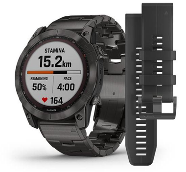 Часы Garmin Fenix 7X Sapphire Solar серый титановый карбон DLC с титановым ремешком